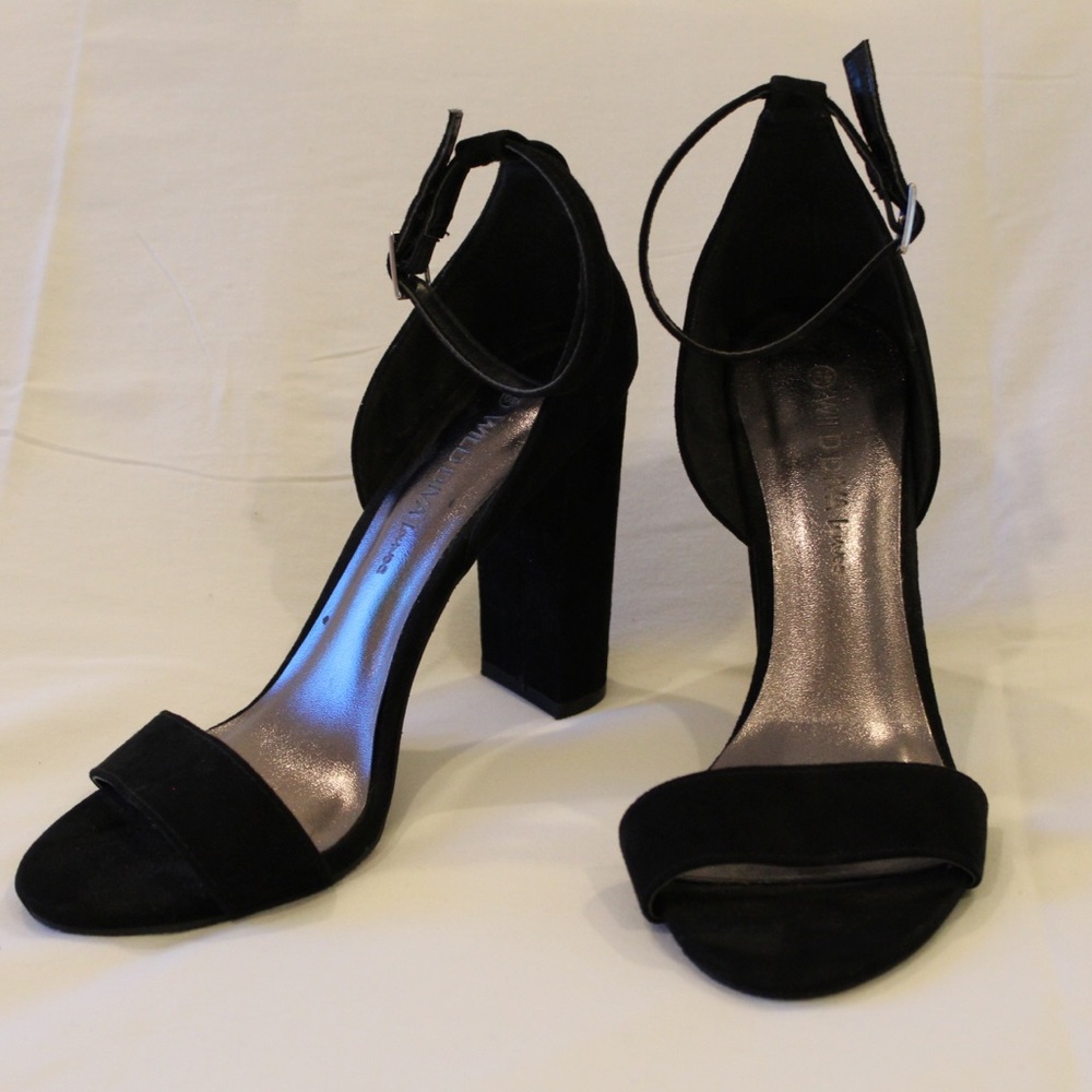 ONLY WORN ONCE!!! cute black ankle strap heels!!!